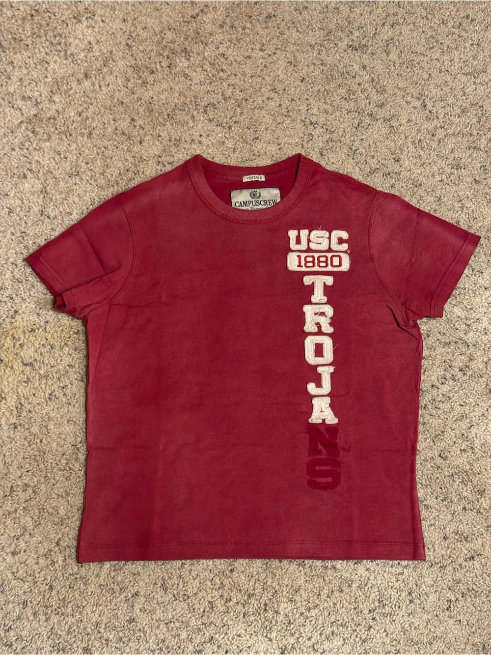 Vintage Campus Crew USC 1880 Trojans T-Shirt Faded Red Size M (ALTERED)